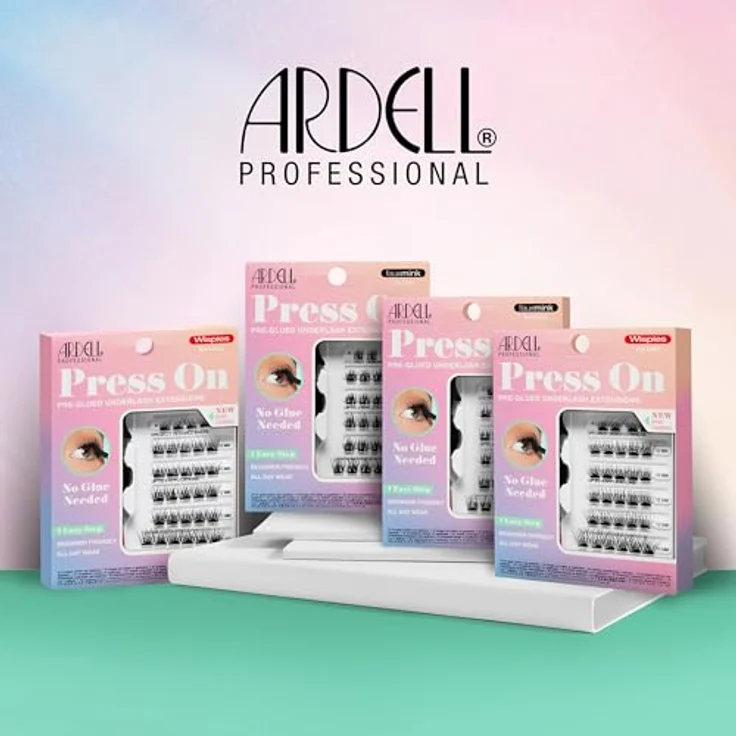 Ardell Press On Wispies Natural Wimpern, selbstklebend, 24 Stunden Haltbarkeit, 4 Längen, Applikator inklusive – Bild 6