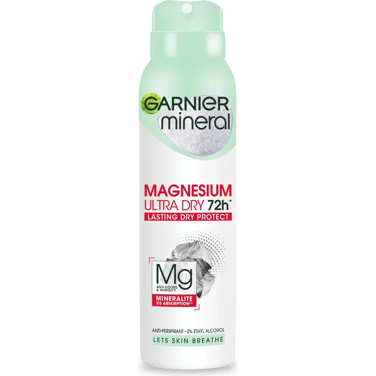 Garnier Mineral Spray Deodorant Magnesium Ultra Dry 72h, 150ml, langanhaltender Schutz gegen Körpergeruch