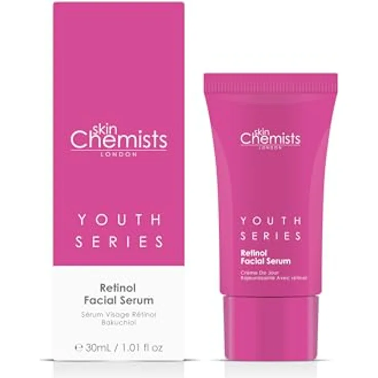 Skin Chemists Retinol und Bakuchiol Augenserum 15 ml | Fortgeschrittene Anti-Aging-Behandlung für Geschwollene Augen, Feine Linien und Falten - Pflanzliche FormelFür Schutzbarriere