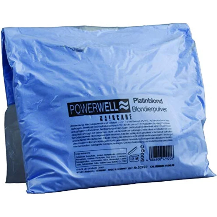 Powerwell Blondierpulver Platinblond 500 g Beutel Blau – Bild 2
