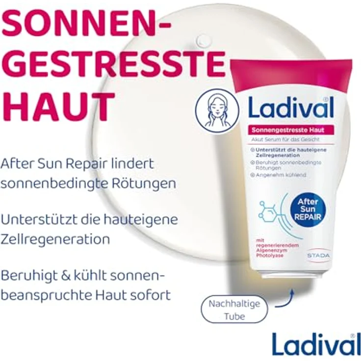 Ladival Sonnengestresste Haut Akut Serum Gesicht, After Sun Repair mit Photolyase, regenerierend und kühlend, 50 ml – Bild 5
