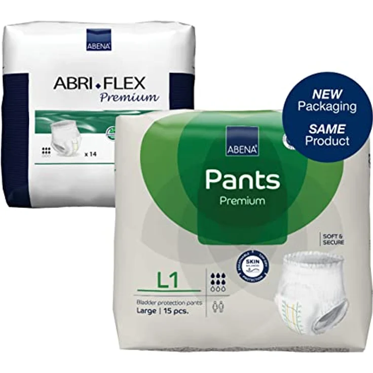 ABENA Abena Pants L1, Premium - saugfähige Inkontinenzhosen bei Blasenschwäche und Harndrang, Größe L, 1400 ml - 6 Packungen, 90 Stück, blau – Bild 1