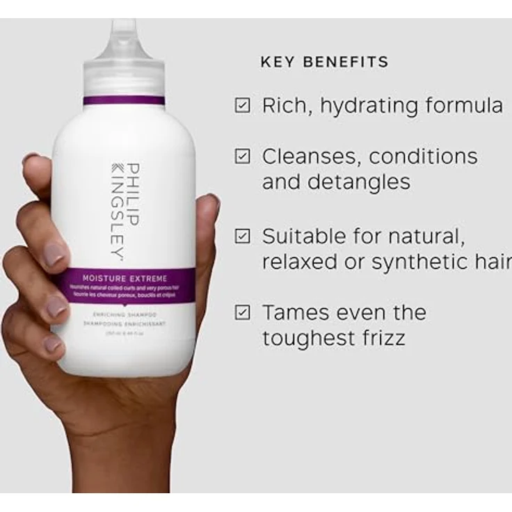 Philip Kingsley Moisture Extreme Enriching Shampoo, feuchtigkeitsspendendes Shampoo für sehr trockenes, gekräuseltes Haar, 250 ml – Bild 3