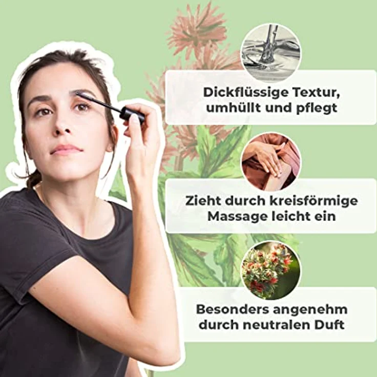 Bionoble Rizinusöl Bio 500ml - 100% Rein, Natürlich und Kaltgepresst - Wimpern, Augenbrauen, Haare, Bart, Nägel - Vegan und Cruelty Free - Castor Oil - Glasflasche + Pumpe + Mascara Kit – Bild 3