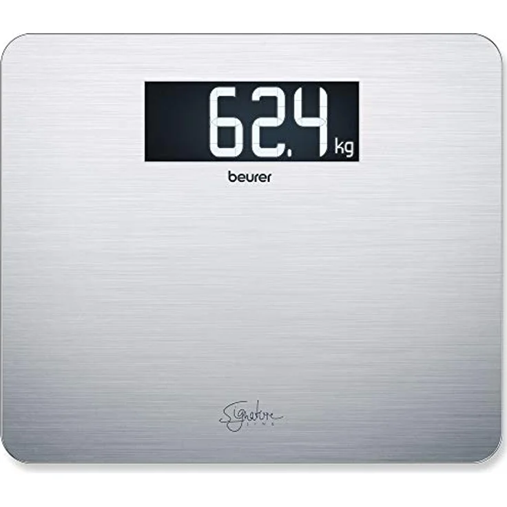 Beurer GS 405 Signature Line Edelstahlwaage, Glaswaage mit hochwertiger Edelstahloberfläche mit Anti, Fingerprint, Beschichtung, beleuchtetes XXL, Display für gute Lesbarkeit, Tragkraft 200 kg – Bild 2