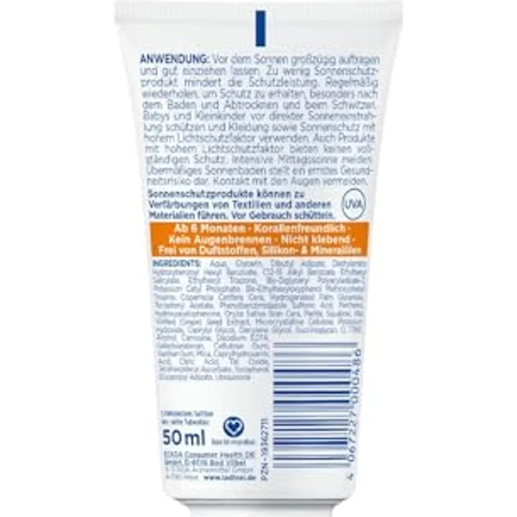 Ladival Kinder Sonnencreme LSF 50+, extra wasserfest, 4-fach Zellschutz, für empfindliche Haut, 50ml – Bild 2