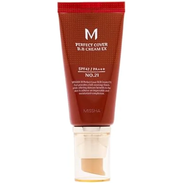 MISSHA Perfect Cover BB Cream 50ml #21 Light Beige, Natürlicher Finish, Exzellente Abdeckung, UV-Schutz SPF42+++