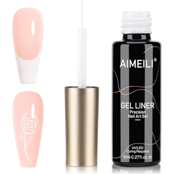 AIMEILI Gel Liner Nail Art, Weiß 8ml, UV LED Soak Off, ideal für French Manicure und DIY Nail Designs – Bild 1