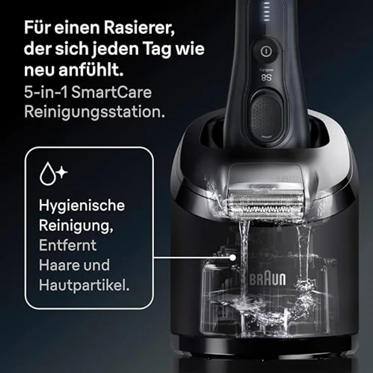 Braun Series 8, Elektrorasierer mit 4+1 Technologie, SensoAdapt-Technologie, 60 Minuten Akkulaufzeit, wasserdicht, inkl. Reiseetui und SmartCare Center – Bild 6