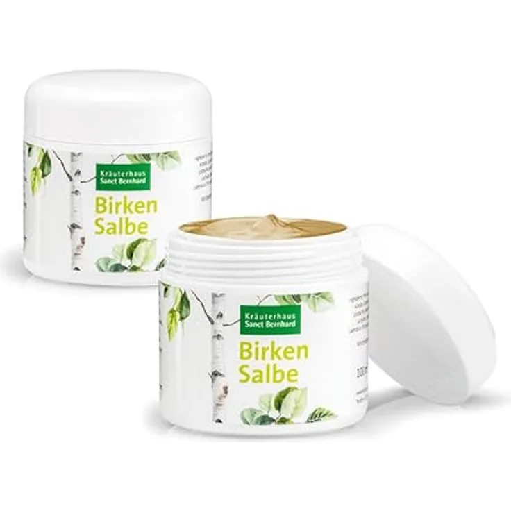 Sanct Bernhard Birken-Salbe, 2 x 100ml, reichhaltig, entzündungshemmend, juckreizlindernd, mit Birkenrindenextrakt, Bisabolol & Vitamin E, Made in Germany