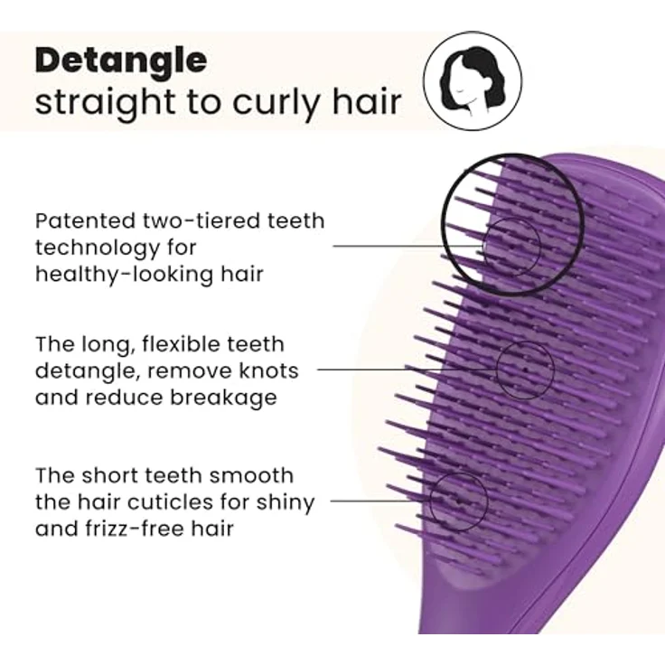 Tangle Teezer The Ultimate Detangler Mini, Flachbürste für Damen, sanft zu Haar und Haut, Fresh Purple – Bild 2