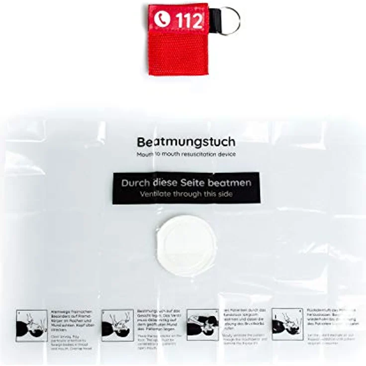 FLEXEO Erste-Hilfe-Set Beatmungstuch im Schlüsselanhänger, Set mit 12 Stück, lebensrettendes Notfallinstrument – Bild 6
