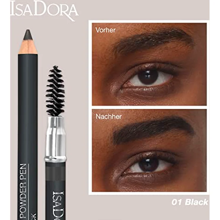 Isadora Brow Powder Pen, Augenbrauenstift 1,1 g, für perfekt definierte Augenbrauen, Farbe Nr.01 - Black – Bild 4