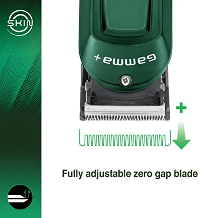 Gamma Piu GAMMAPIU' Skin Bulk Balding Clipper Professional Men's Hair Clipper Super Trimmer Rotating Motor Adjustable Blade 45mm Zero-Gap 2 Hours Cordless Runtime 3 Covers 5 Combs, DLC Black Diamond Carbon Blade, Red – Bild 5