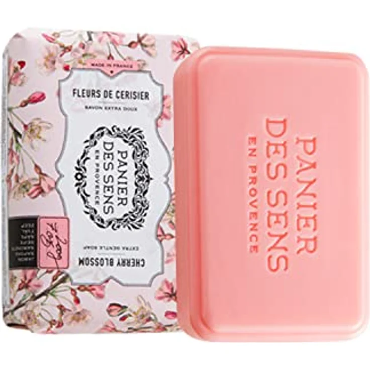 Panier des Sens Kirschblüte Seifenstück 2x200g, Hand- & Körperseife mit Karitéöl, 97% natürliche Inhaltsstoffe, vegan, Duft nach Kirschblüten – Bild 2