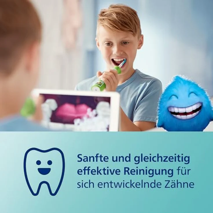 Philips Sonicare HX6352/11, Elektrische Zahnbürste für Kinder mit Bluetooth-App, 2 Putzmodi, ergonomischem Griff und 10 Aufklebern zur Personalisierung – Bild 2