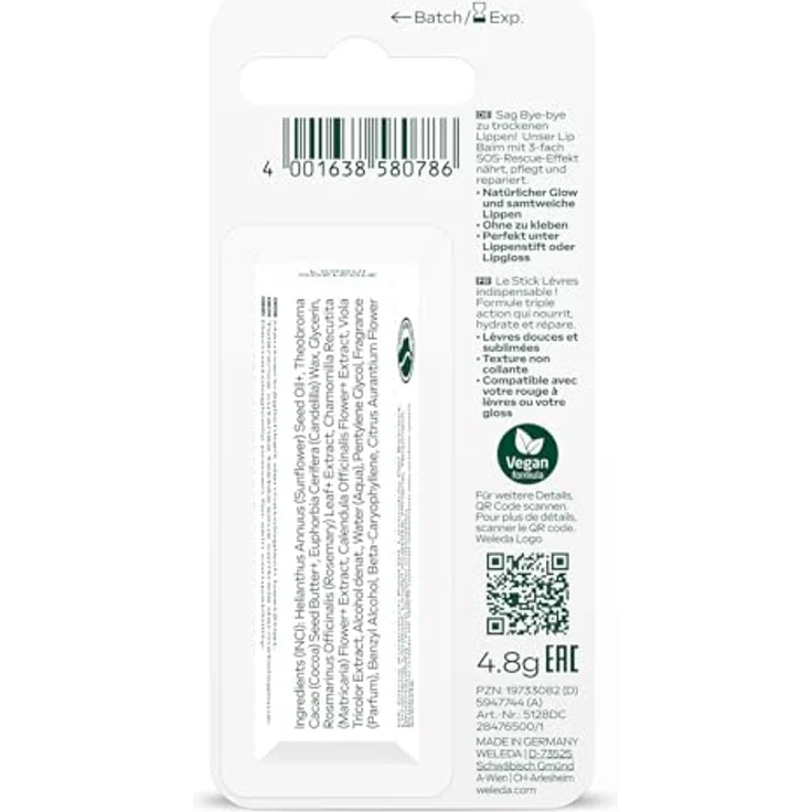 Weleda Bio Skin Food Lip Balm, Nährend & Reparierend, Vegan, 4,8g – Bild 2