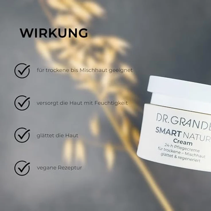 DR. GRANDEL Smart Nature Cream 50 ml, vegane Gesichtscreme mit Haferkernöl und regenerierenden Eigenschaften – Bild 2