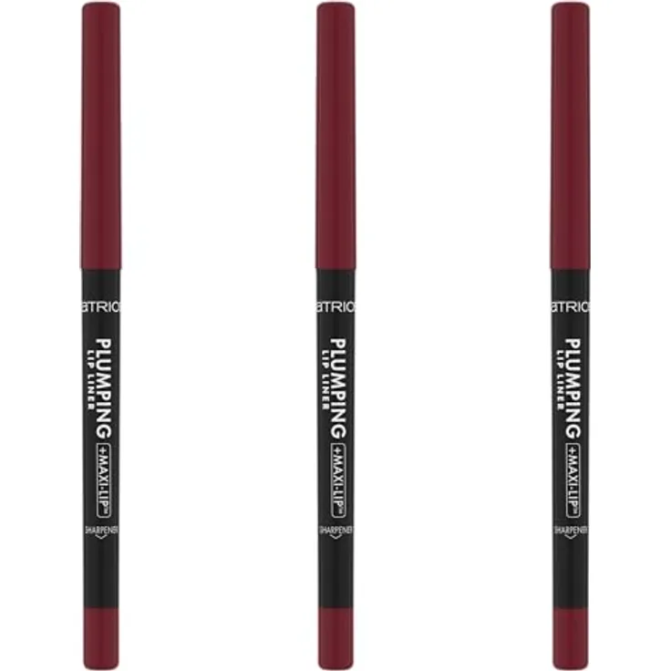 Catrice Plumping Lip Liner 180 Cherry Lady, roter Lippenkonturenstift, aufpolsternd, langanhaltend, feuchtigkeitsspendend, vegan, 3er-Pack, 3 x 0,35 g