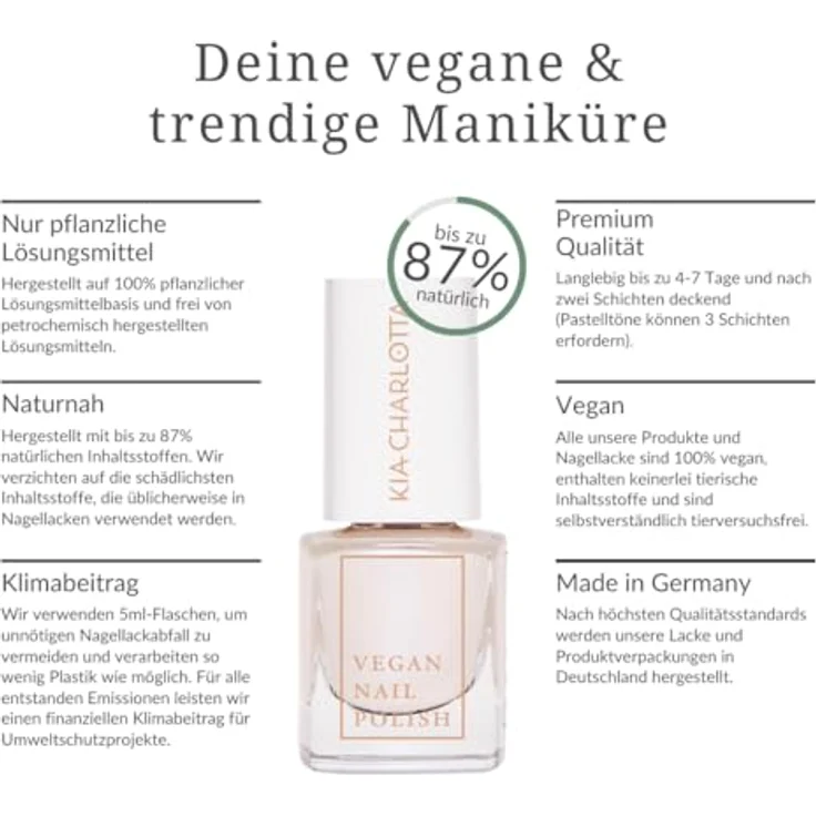 Kia-Charlotta Veganer Nagellack Magic (Transparentes Perlenblau), 15 Free Nail Polish, 100% Vegan, Schadstoffarm & bis zu 87% natürlich, Made in Germany, Premium Qualität, 5ml – Bild 2