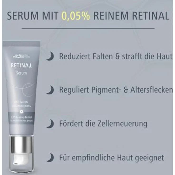 Dr. Theiss Naturwaren Medipharma cosmetics Retinal Serum 30 ml, Gesichtsserum mit 0,05% Retinal zur Faltenreduktion und Verbesserung der Hautstruktur – Bild 3