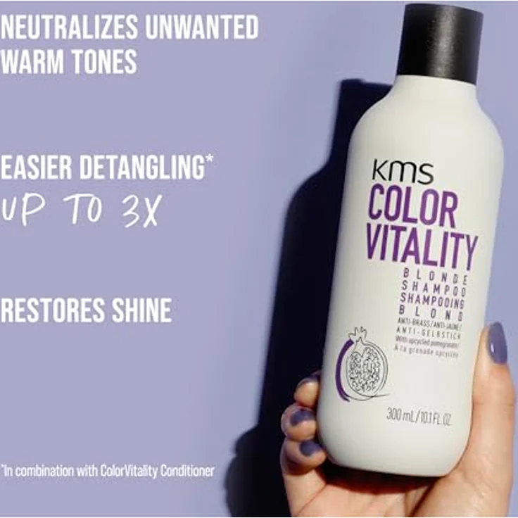 KMS COLORVITALITY Blonde Shampoo 300ml für blondes Haar mit Gelbstich, Feuchtigkeitsspendend und Antioxidantien-haltig – Bild 3