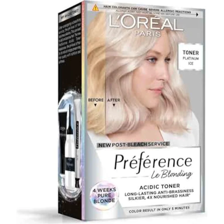 L’Oréal Paris Préférence Le Blonding Toner 02 Pearly Boost, Anti-Gelbstich Toner mit 5 Minuten Farbergebnis, 60ml Creme und Entwickler-Creme – Bild 1