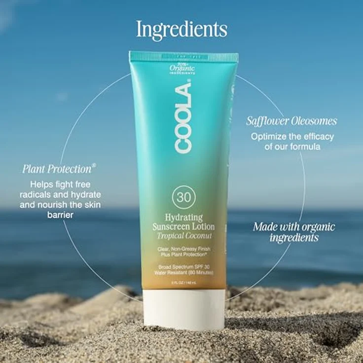 COOLA Classic Body Sunscreen Lotion SPF 30, Tropical Coconut, 148ml, Natürlicher Kokosnuss-Duft, Breitspektrum LSF 30 UVA/UVB-Schutz, 80 Minuten wasserfest – Bild 3