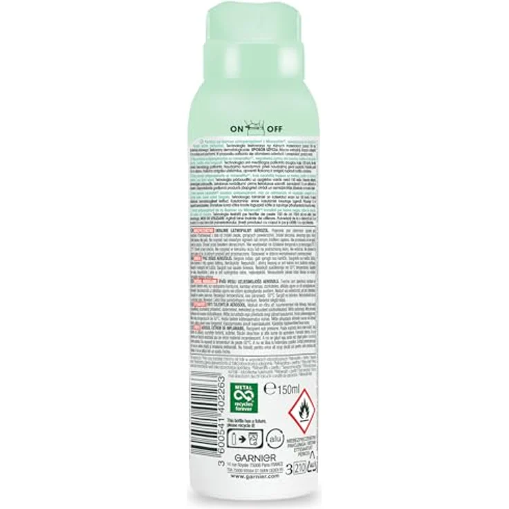 Garnier Mineral Invisible Antitranspirant-Spray, 150 ml, alkoholfrei, langanhaltender Schutz, hinterlässt keine Flecken – Bild 2