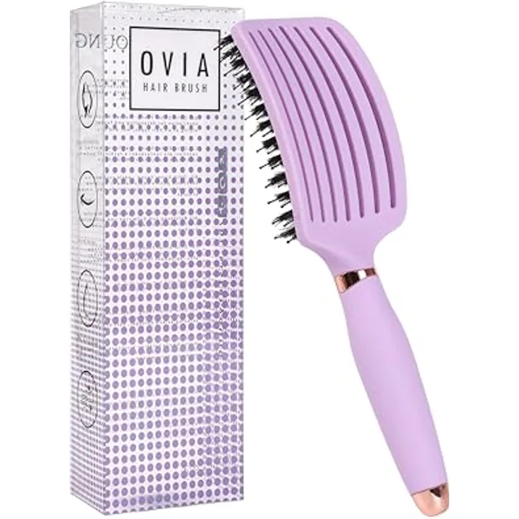 Sister Young OVIA LILIAC BV - professionelle Haarbürste mit natürlichen Wildschweinborsten, ergonomisch & belüftet, lila