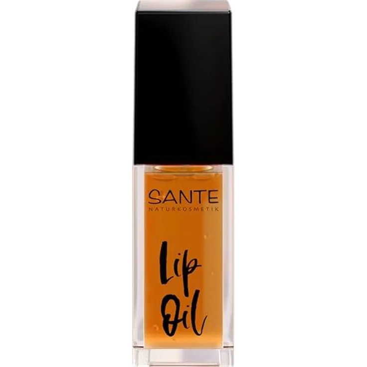 SANTE Naturkosmetik Lip Oil Orange, pflegendes Lippenöl mit Rizinusöl und Wachs, 7ml, vegan und NaTrue zertifiziert