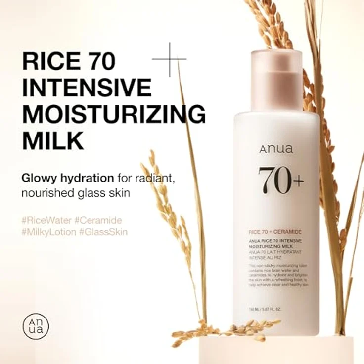 ANUA Rice 70 Intensive Moisturizing Milk, Hydratisierende Gesichtslotion mit Niacinamid und Ceramiden, für alle Hauttypen, 150ml – Bild 2