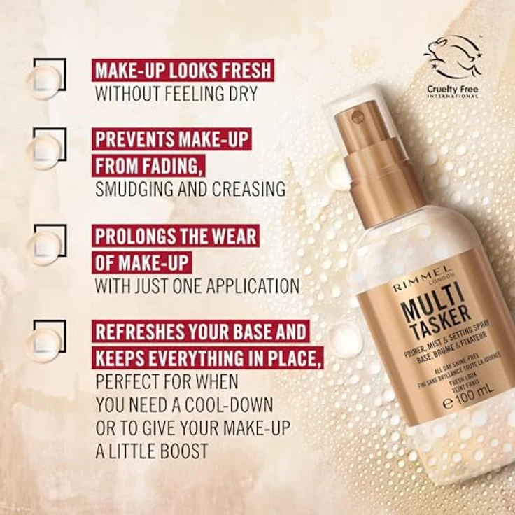 Rimmel London Multi Tasker Primer, 100 ml, fixierend und feuchtigkeitsspendend mit Gurken- und Kamillenextrakten – Bild 4