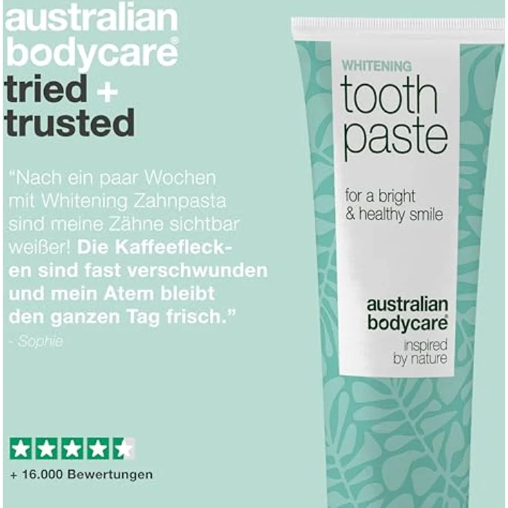 Australian Bodycare Whitening Zahnpasta, sanfte Formel zur Bekämpfung von Verfärbungen durch Kaffee, Tee und Wein, mit hydratisierter Kieselsäure und Menthol für frischen Atem – Bild 5