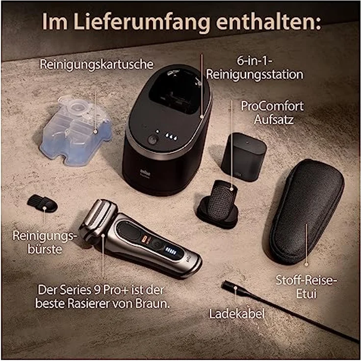 Braun Series 9 Pro+ (9597cc), Elektrorasierer mit ProComfort-Aufsatz, 5 synchronisierten Elementen, 100% wasserdicht, 60 Minuten Akkulaufzeit – Bild 7