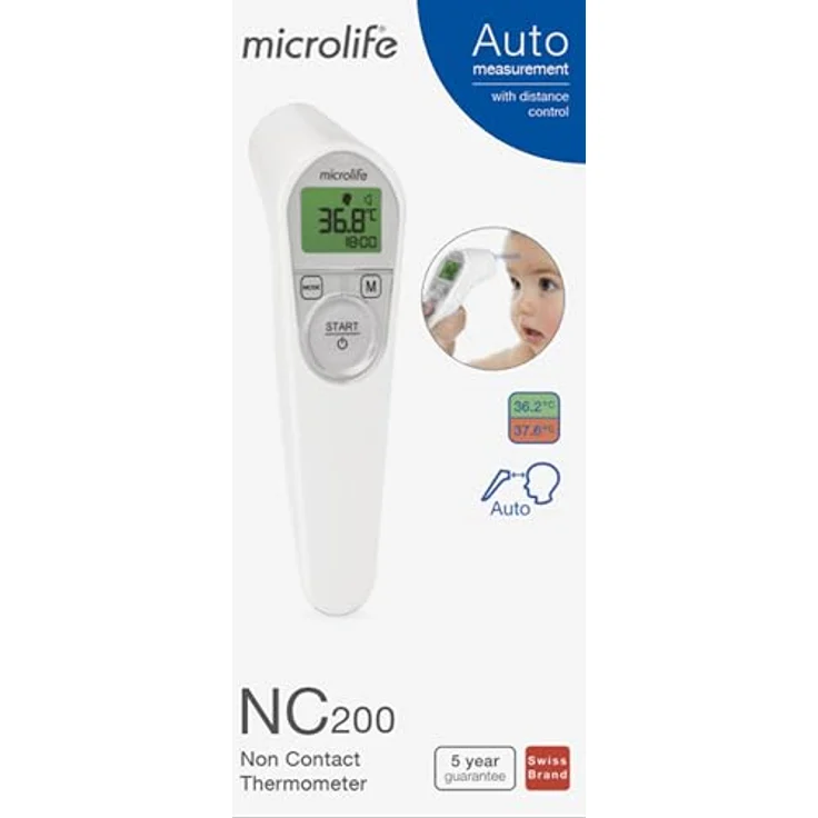 Microlife NC 200, Fieberthermometer berührungslos für die Stirn mit Selbstanzeigelampe, grau – Bild 2