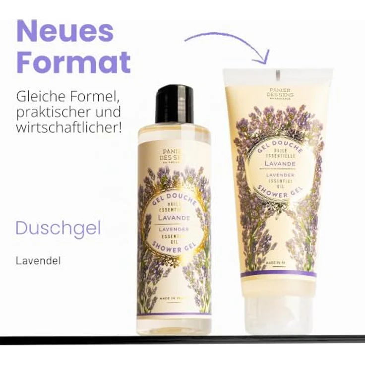 Panier des Sens Natürliches Duschgel Lavendel, feuchtigkeitsspendend mit Sheaöl, 96% natürliche Inhaltsstoffe, pH-mild, 200 ml – Bild 2