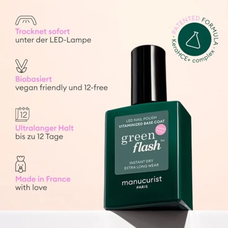 Manucurist Green Flash™ Vitamin Base Coat, patentierte Base Coat für UV Nagellack, stärkt und schützt die Nägel, 73,5% biobasiert, vegan, HEMA-free – Bild 4
