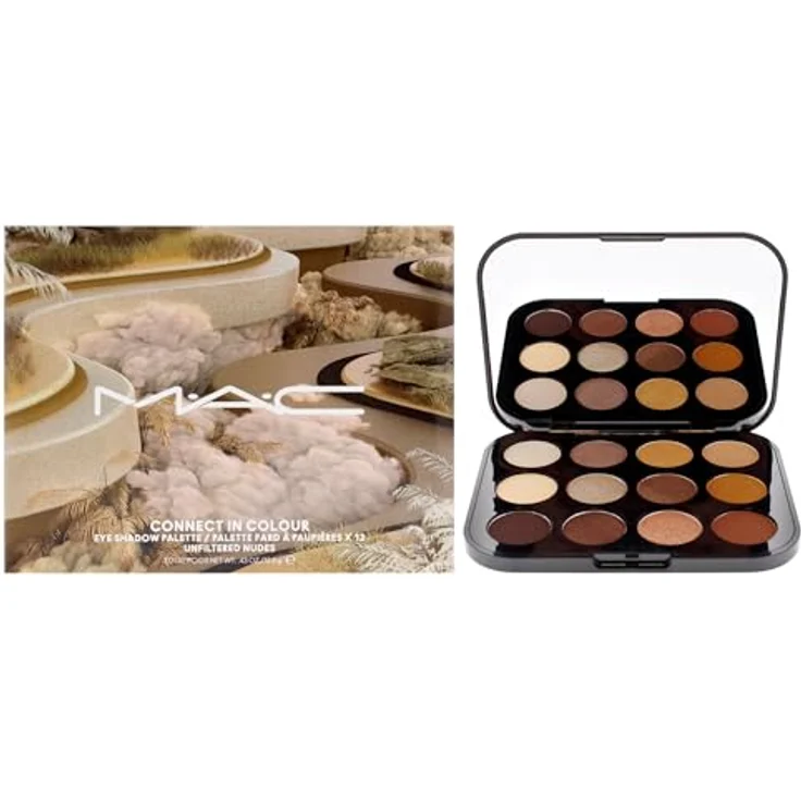 MAC Cosmetics Connect In Colour Eye Shadow Palette Unfiltered Nudes, 12 Farben Lidschattenpalette, 12,2 g für vielseitige Make-up-Looks – Bild 1