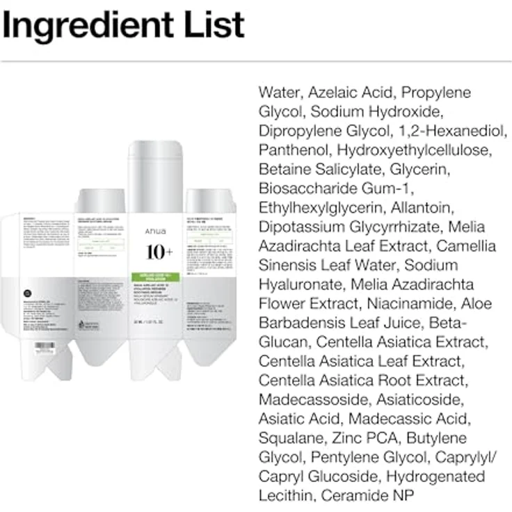 Anua Azelaic Acid 10+ Hyaluron Redness Soothing Serum, 30 ml, beruhigendes Gesichtsserum für empfindliche Haut – Bild 9