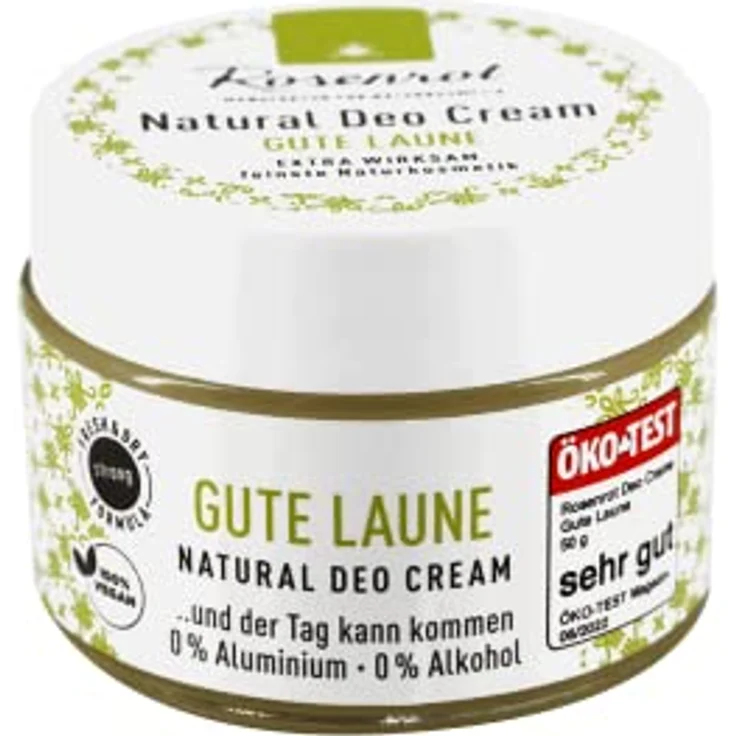 Rosenrot Naturkosmetik Deo Creme Gute Laune, 0% Aluminium, 0% Alkohol, vegan, COSMOS ORGANIC zertifiziert – Bild 1