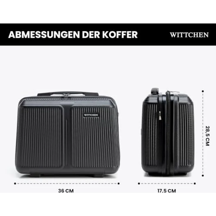 WITTCHEN Stripes Line Kosmetiktasche Reisekosmetiktasche aus robustem ABS mit Schultergurt, Schwarz – Bild 2