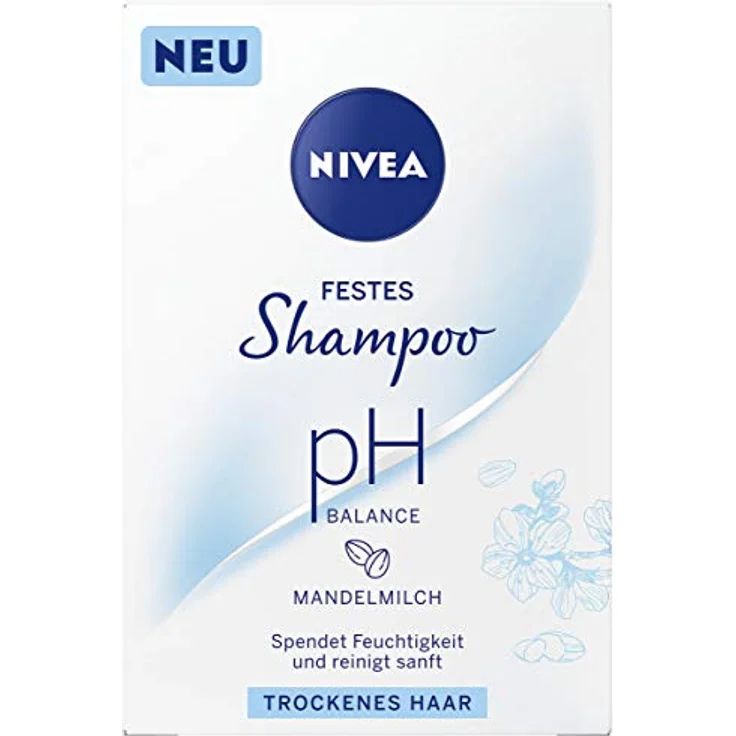 NIVEA festes Shampoo pH Balance für trockenes Haar (75 g), sanft reinigendes Festshampoo mit Mandelmilch, pH-optimiertes Shampoo mit veganer Formel – Bild 1