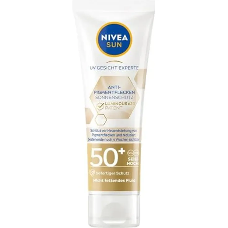 NIVEA SUN Anti-Pigmentflecken Sonnenschutz 50+, feuchtigkeitsspendende Gesichtssonnencreme, nicht fettende Sonnencreme mit hohem LSF, UV Gesicht Luminous630® Anti Pigmentflecken Sonnenschutz (40 ml)