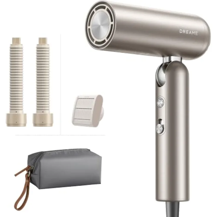 DREAME Pocket Neo 2 Haartrockner, Gold, 1300 Watt, klappbar, kompakt, Hochgeschwindigkeitsmotor, intelligente Temperaturregulierung
