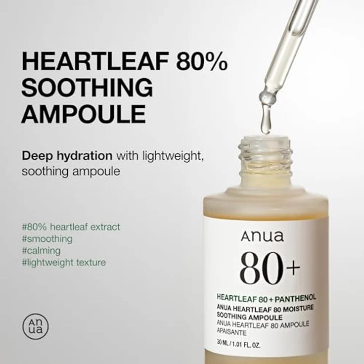 Anua Heartleaf 80% Moisture Ampoule, Gesichtsserum zur intensiven Hauterneuerung mit beruhigender Wirkung, 30 ml – Bild 3