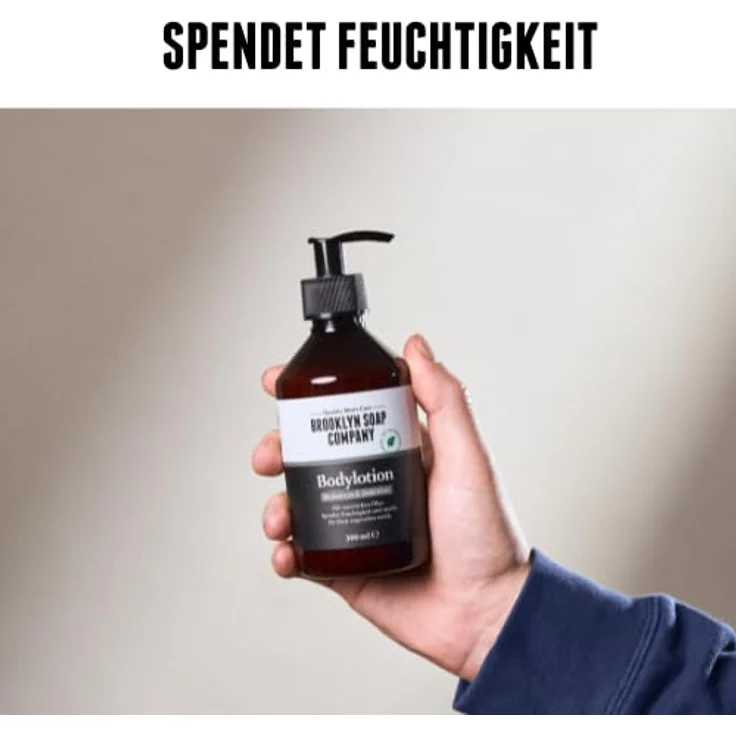 Brooklyn Soap Company Bodylotion 300ml, feuchtigkeitsspendend & reizlindernd, würziger Duft nach Muskatnuss und Zedernholz – Bild 5