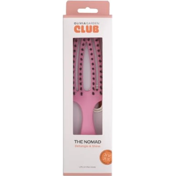 Olivia Garden Club THE NOMAD Detangling & Shine Fingerbrush, Pink Detangler-Bürste mit Naturborsten und ergonomischem Griff, für nasses und trockenes Haar – Bild 2