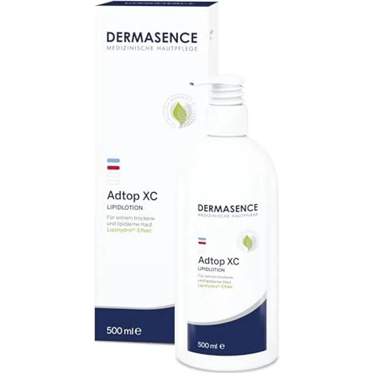 DERMASENCE Adtop XC Lipidlotion, 500 ml - Intensiv rückfettende Lotion für extrem trockene Haut - Mit Lipohydrol-Effekt, schützendem Squalan und beruhigendem Johanniskraut-Extrakt - Parfümfrei, vegan
