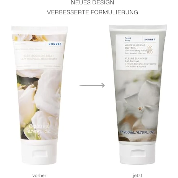 KORRES WHITE BLOSSOM Bodymilk, 200 ml, mit pflegendem Mandelöl, Duft von weißen Rosen & Bergamotte, 24h Pflege, vegan, silikon- und parabenfrei – Bild 2
